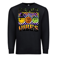 Black halloween vibes smiley face Premium Sweatshirt - BarkalooDesign