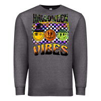 Charcoal Heather halloween vibes smiley face Premium Sweatshirt - BarkalooDesign