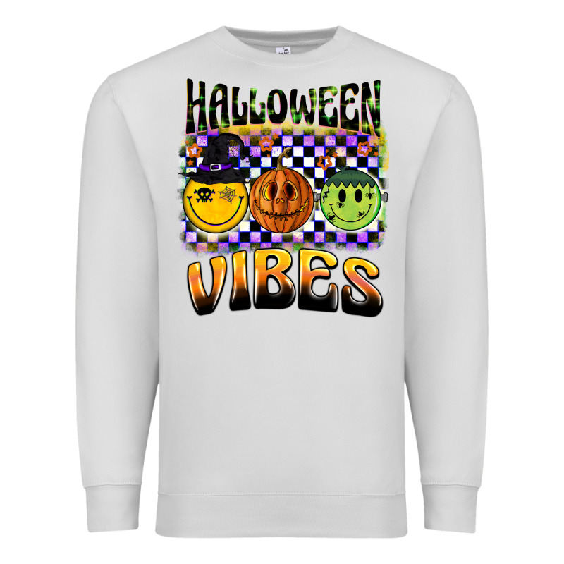 Halloween Vibes Smiley Face Premium Sweatshirt by BarkalooDesign | Teevron