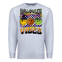 Heather Grey halloween vibes smiley face Premium Sweatshirt - BarkalooDesign