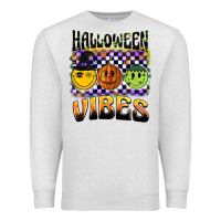 Oatmeal Heather halloween vibes smiley face Premium Sweatshirt - BarkalooDesign