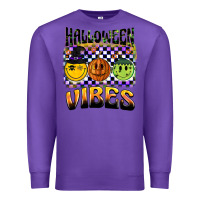 Purple halloween vibes smiley face Premium Sweatshirt - BarkalooDesign