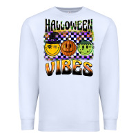 White halloween vibes smiley face Premium Sweatshirt - BarkalooDesign