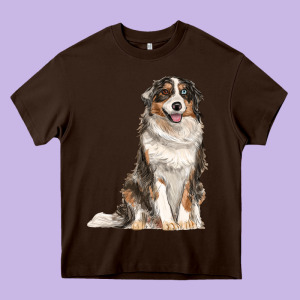 Australian Shepherd Heavy Core Tee Designed By Ranaportraitstore