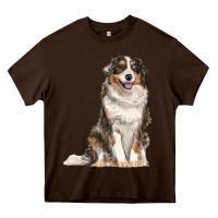 Chocolate Brown Australian shepherd Heavy Core Tee - RanaPortraitStore