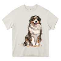 Cream Australian shepherd Heavy Core Tee - RanaPortraitStore