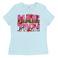 Baby Blue nail tech Ladies Tee - texasbilliewilder