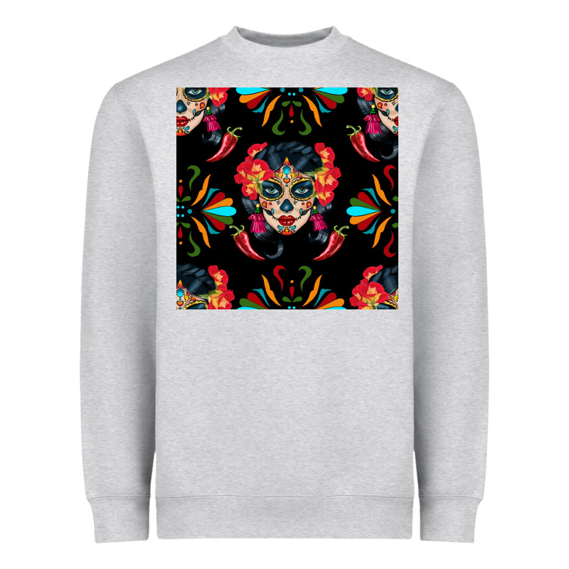 Sugar Skull Seamless Pattern Heavyweight Sweatshirt by BundleAndBundleShop | Teevron