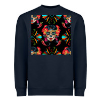 Navy sugar skull seamless pattern Heavyweight Sweatshirt - BundleAndBundleShop