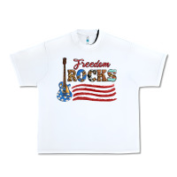 White freedom rocks with guitar Urban Heavy Tee - Artiststas