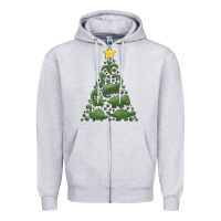Heather Grey dinosaur christmas tree Zipper Hoodie - MaliasSmallBusiness