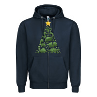 Navy dinosaur christmas tree Zipper Hoodie - MaliasSmallBusiness