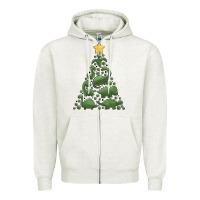 Oatmeal Heather dinosaur christmas tree Zipper Hoodie - MaliasSmallBusiness