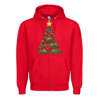 Red dinosaur christmas tree Zipper Hoodie - MaliasSmallBusiness