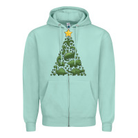 Seafoam dinosaur christmas tree Zipper Hoodie - MaliasSmallBusiness