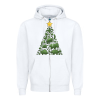 White dinosaur christmas tree Zipper Hoodie - MaliasSmallBusiness