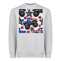Heather Grey usa monster truck seamless pattern Heavyweight Sweatshirt - BundleAndBundleShop