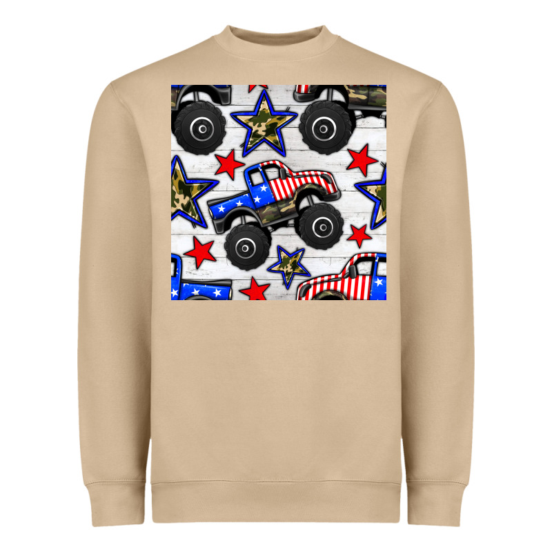 Usa Monster Truck Seamless Pattern Heavyweight Sweatshirt by BundleAndBundleShop | Teevron