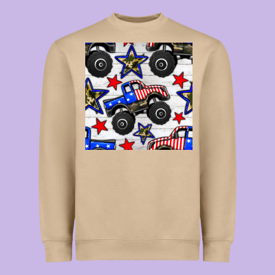 Usa Monster Truck Seamless Pattern Heavyweight Sweatshirt Designed By Bundleandbundleshop