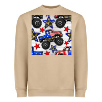Mushroom usa monster truck seamless pattern Heavyweight Sweatshirt - BundleAndBundleShop