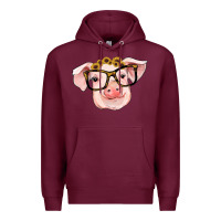 Burgundy sunflowers with pig Premium Hoodie - RanaPortraitStore