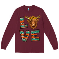 Burgundy love highland cow Long Sleeve Tee - Jasminsmagicworld