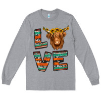Heather Grey love highland cow Long Sleeve Tee - Jasminsmagicworld
