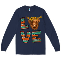Navy love highland cow Long Sleeve Tee - Jasminsmagicworld