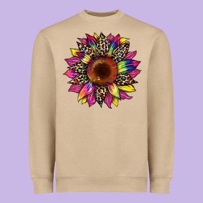 Tie Dye Leopard Sunflower Heavyweight Sweatshirt Designed By Artiststas