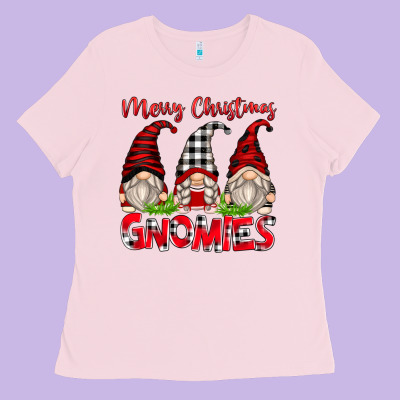 Merry Christmas Gnomies Ladies Tee Designed By Zillion Design Studio
