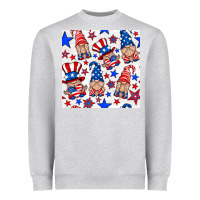 Heather Grey 4th of july patriotic gnome seamless pattern Heavyweight Sweatshirt - BundleAndBundleShop