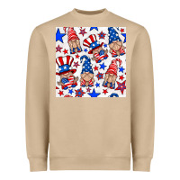 Mushroom 4th of july patriotic gnome seamless pattern Heavyweight Sweatshirt - BundleAndBundleShop
