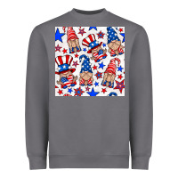 4th Of July Patriotic Gnome Seamless Pattern Heavyweight Sweatshirt | Teevron
