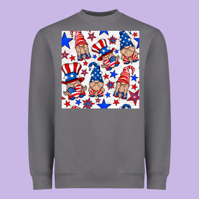 4th Of July Patriotic Gnome Seamless Pattern Heavyweight Sweatshirt Designed By Bundleandbundleshop