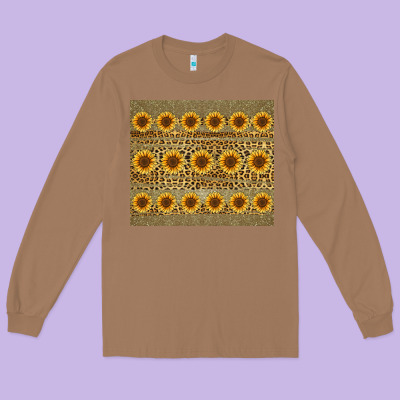 Leopard Glitter Sunflower Tumbler Long Sleeve Tee Designed By Jasminsmagicworld