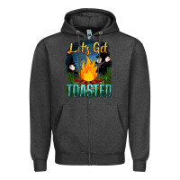 Charcoal Heather lets get toasted Zipper Hoodie - NancyCooperArtShop