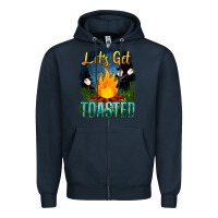 Navy lets get toasted Zipper Hoodie - NancyCooperArtShop