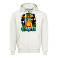 Oatmeal Heather lets get toasted Zipper Hoodie - NancyCooperArtShop
