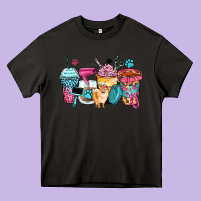 Pet Groomer Coffee Cups Heavy Core Tee Designed By Zillion Design Studio
