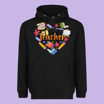 Teacher Heart Heavyweight Hoodie Designed By Artiststas