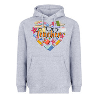 Heather Grey teacher heart Heavyweight Hoodie - Artiststas