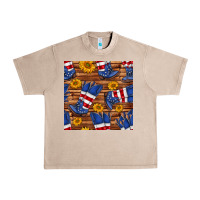French Oak america western boots and sunflower seamless pattern Urban Heavy Tee - BundleAndBundleShop