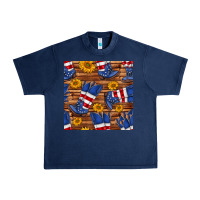 Navy america western boots and sunflower seamless pattern Urban Heavy Tee - BundleAndBundleShop