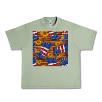 Oil Green america western boots and sunflower seamless pattern Urban Heavy Tee - BundleAndBundleShop