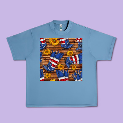 America Western Boots And Sunflower Seamless Pattern Urban Heavy Tee Designed By Bundleandbundleshop