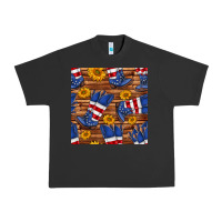 Pigment Black america western boots and sunflower seamless pattern Urban Heavy Tee - BundleAndBundleShop