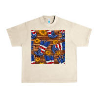 Sandshell america western boots and sunflower seamless pattern Urban Heavy Tee - BundleAndBundleShop