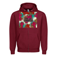Burgundy faith Zipper Hoodie - NancyCooperArtShop