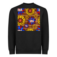 Black usa sunflower seamless pattern Heavyweight Sweatshirt - BundleAndBundleShop