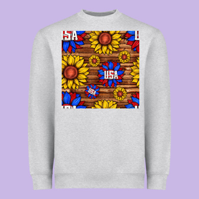 Usa Sunflower Seamless Pattern Heavyweight Sweatshirt Designed By Bundleandbundleshop